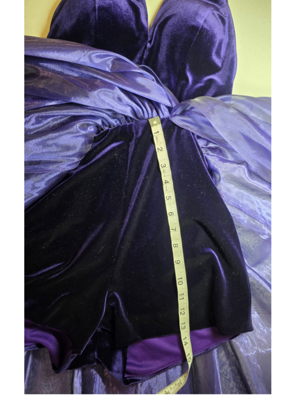 Mac Duggal Purple Velvet Halter Romper Gown Overskirt Pageant OOC Fun Fashion - Picture 12 of 15